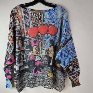 Free For Humanity Mickey Minnie Mouse Womens Sweater OS Paris Eiffel Tower Italy
